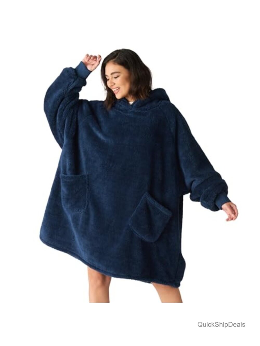 Wearable Blanket Hoodie Soft Sherpa Fleece Pull-On Oversized Lounge